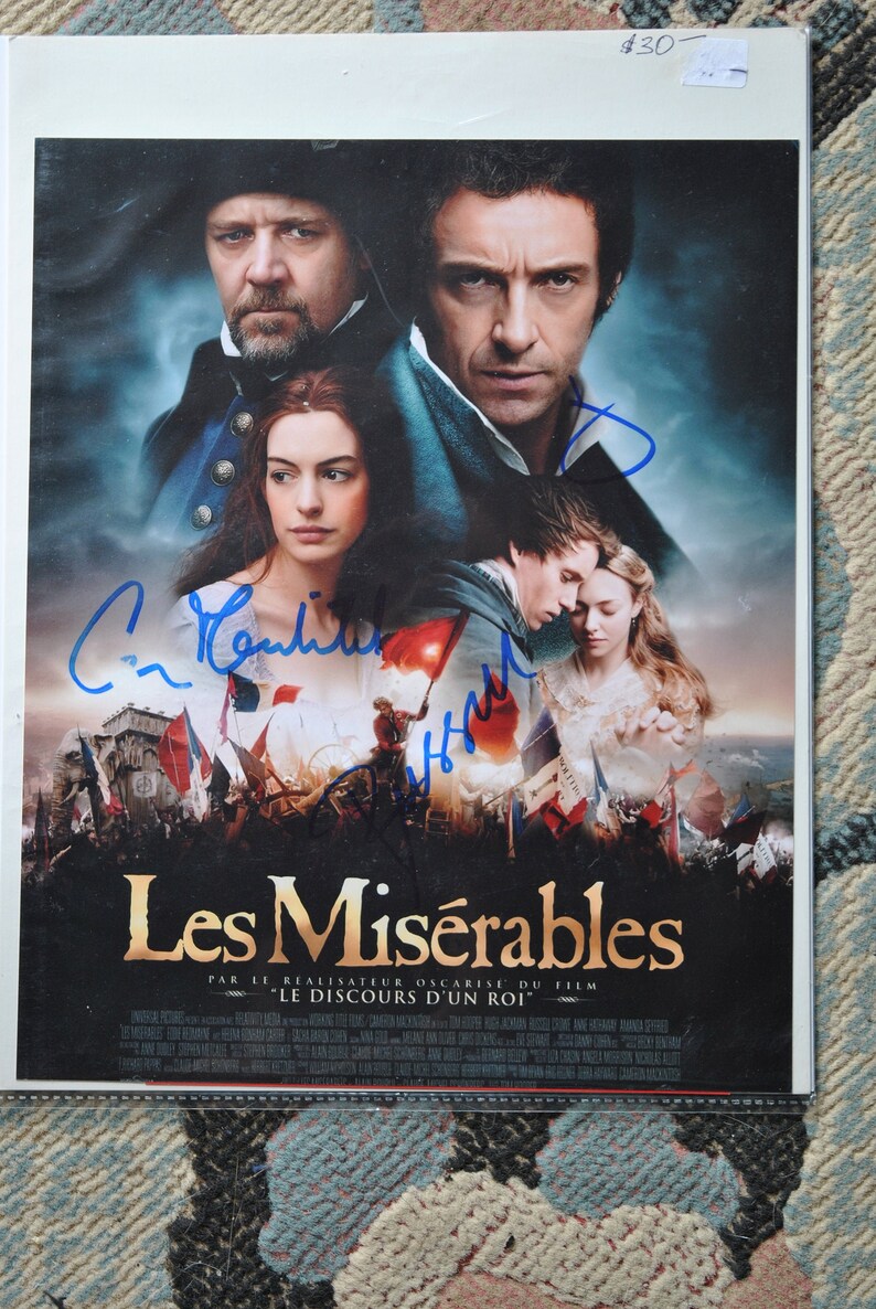 LES MISERABLES CAST Signed Photo Poster painting X3 Hugh Jackman, Russell Crowe, Tom Hooper wcoa