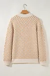 Women's Elegant Warm Rhombus Textured Knit Mock Neck Sweater