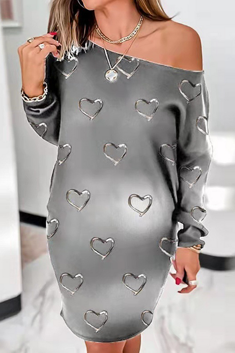 Casual Print Split Joint Oblique Collar Dresses - Life is Beautiful for You - SheChoic