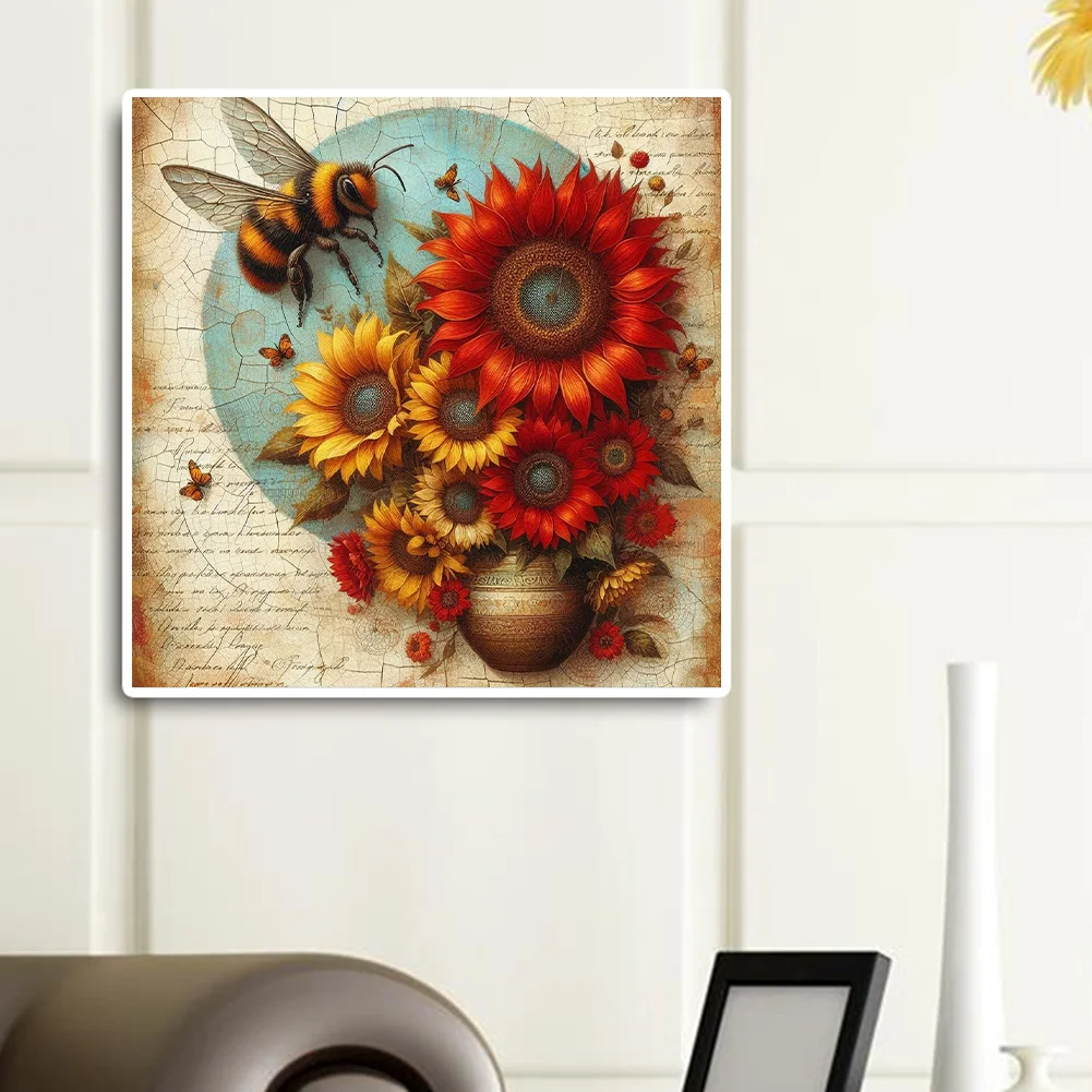 Diamond Painting - Full Round Drill - Flower Bee(Canvas|30*30cm)