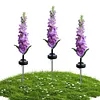 4Pcs Outdoor Solar Garden Lights Waterproof Led Violet Flower Shape Stake Light Reusable Violet Gardening Stake Lighting for Courtyard Landscape Lawn Light