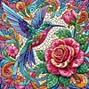 Framed Diamond Painting - Special Shaped - Rose Flowers and Hummingbird(25x25cm)
