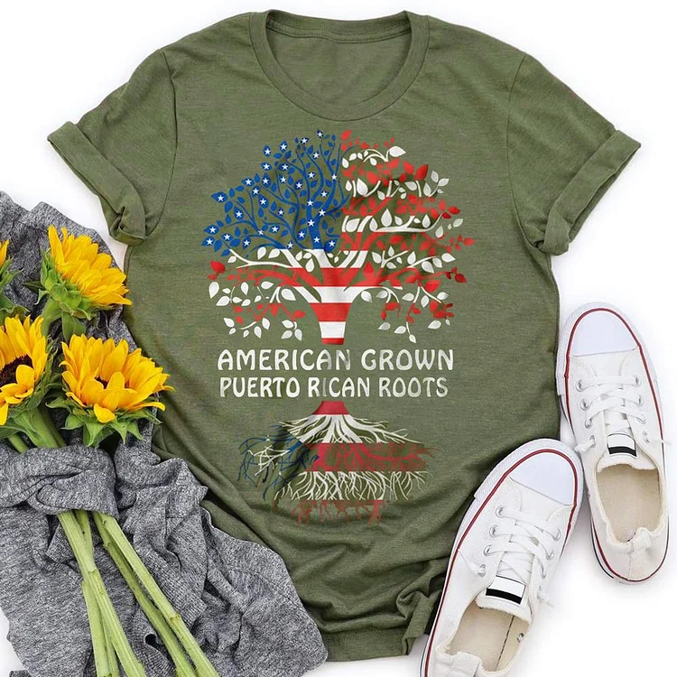 Independence Day American Tree Print T-shirt Tee