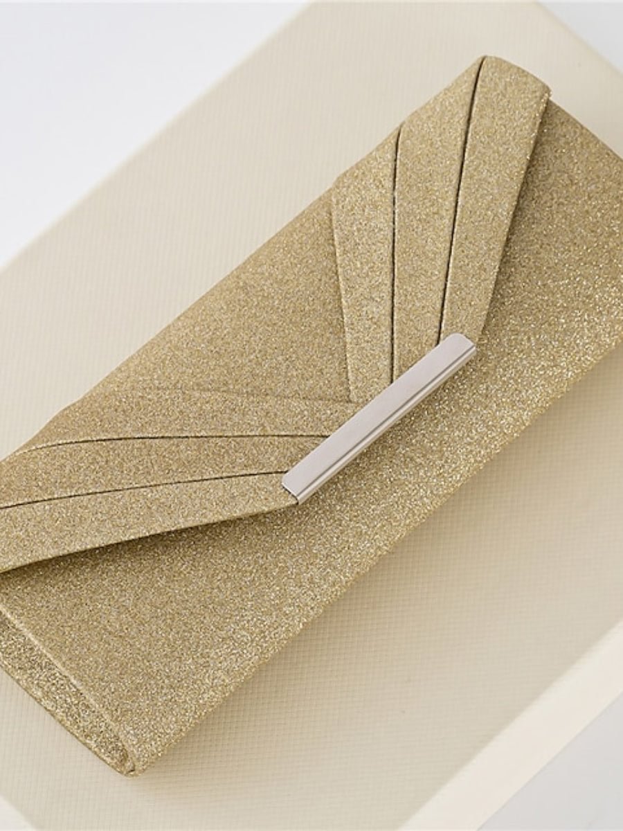 Women's Evening Bag Polyester Square Shape Solid Color Gliter Clutch Bag
