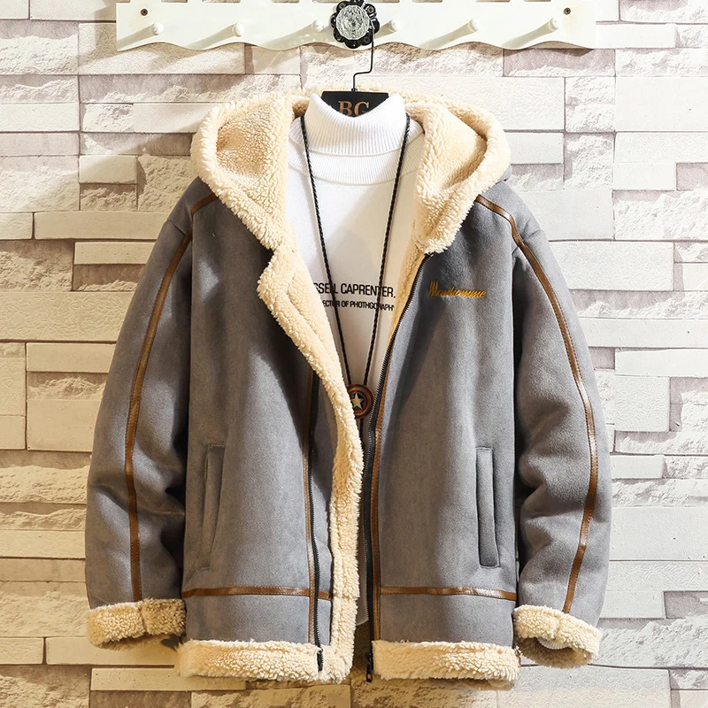 Winter Hooded Lamb Wool Jackets Techwear Shop