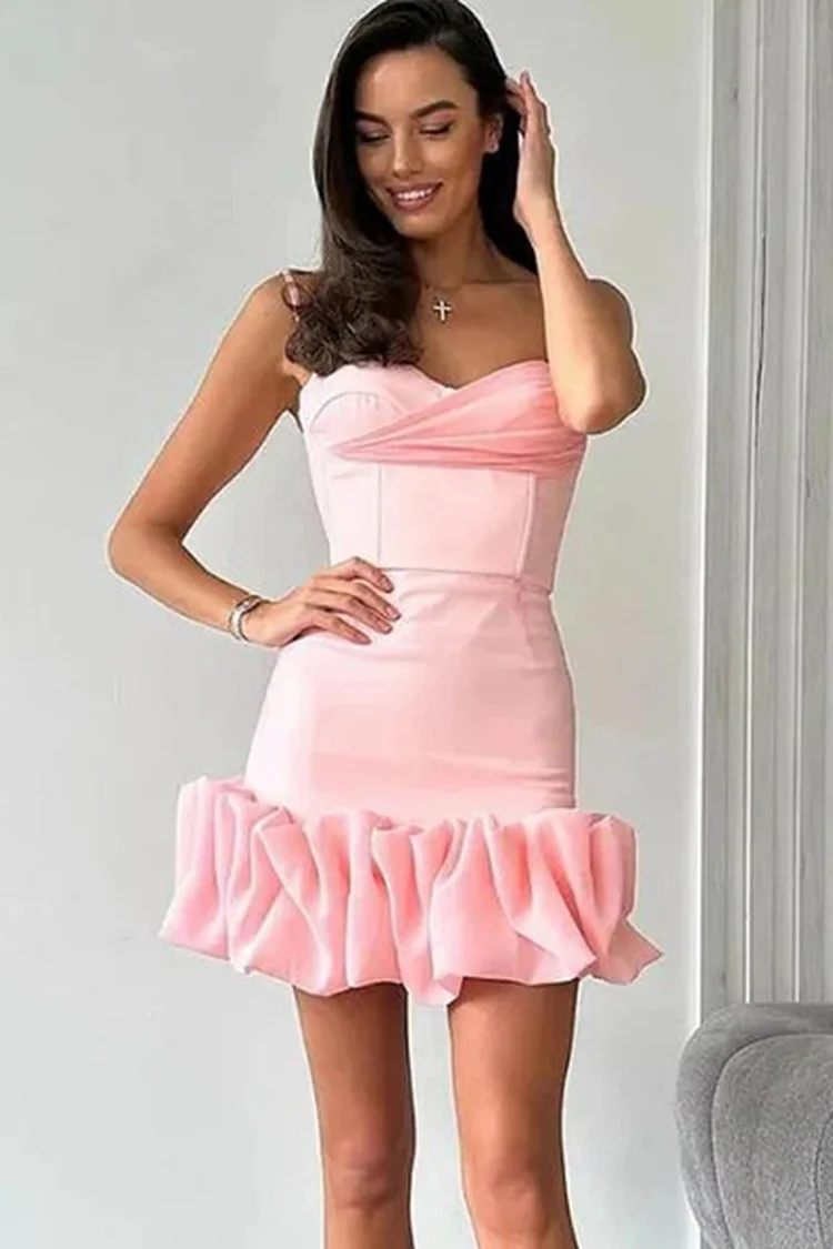 Party Purple Ruffle Hem Cami Mini Dress
