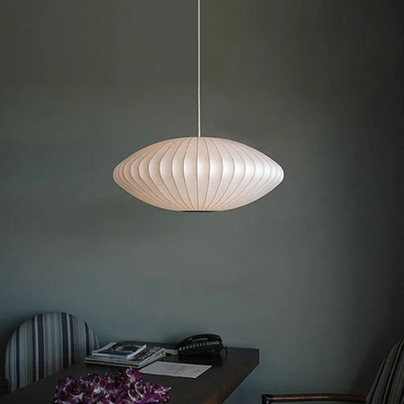 Arturest Fabric Pendant Light Modern White Saucer Hanging Light For ...