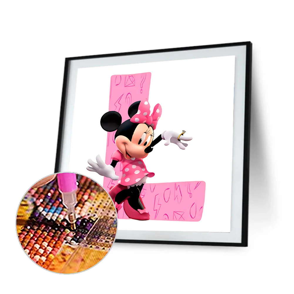 Full Round Diamond Painting 30*30cm - Minnie Mouse Letter L