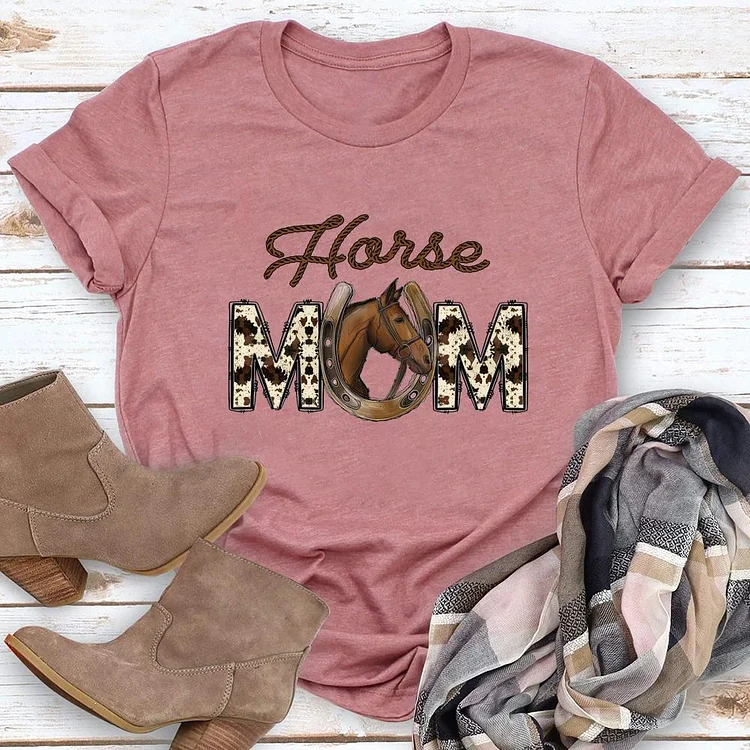 Horse Mom Round Neck T-shirt