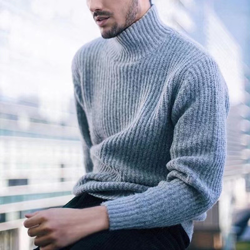 Men's Turtleneck Fashionable Solid Color Sweater