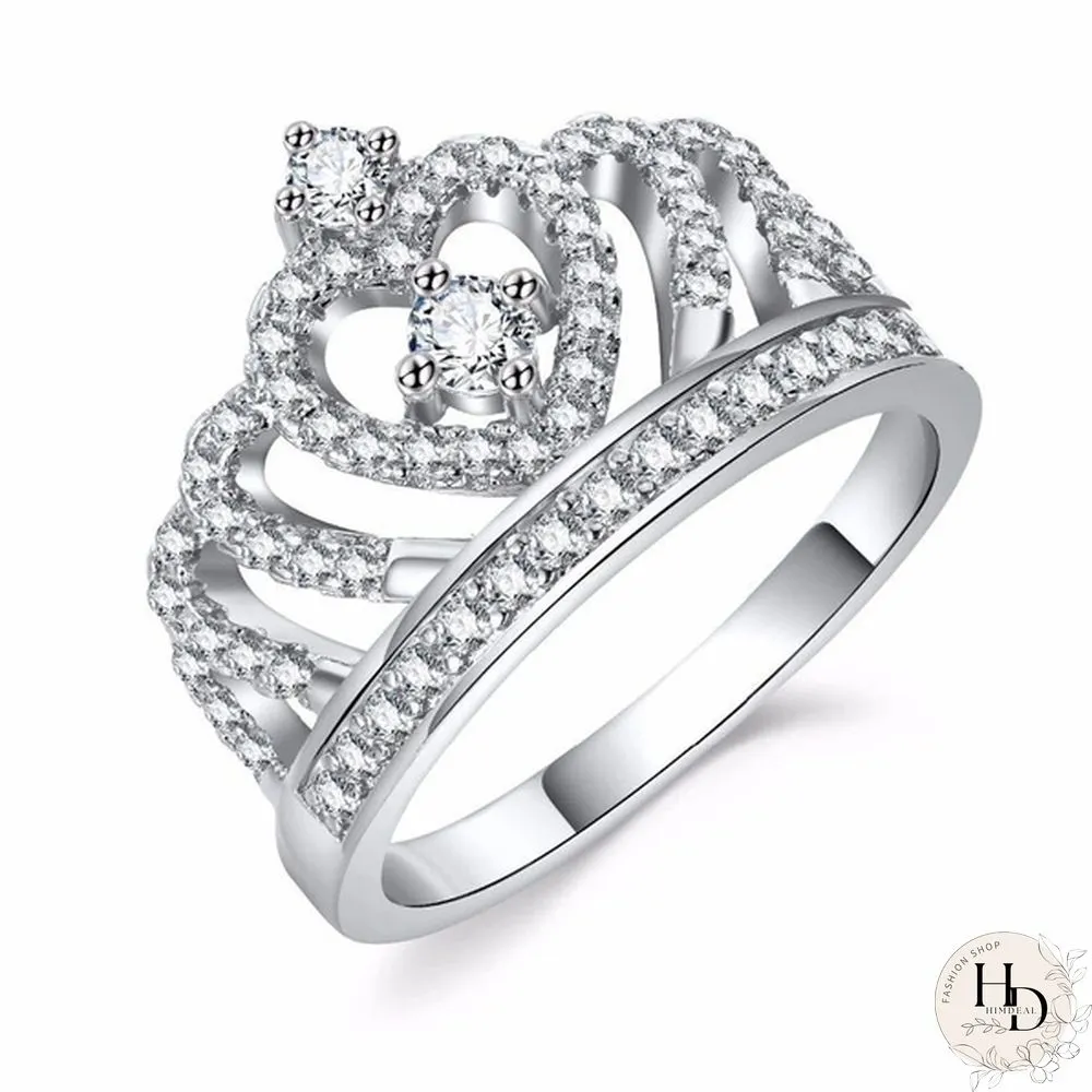 925 Sterling Silver Luxury Gemstone Engagement Rings for Women Crown Shape Diamond Wedding
