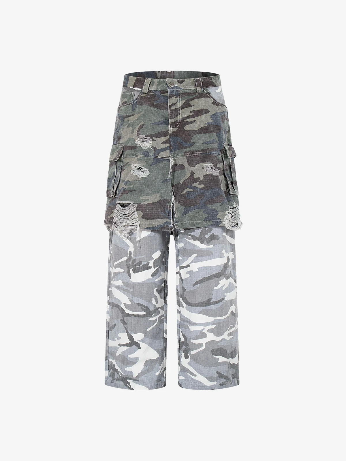Camouflage Act Chic Camouflage Layered Tactical Cargo Pants Front