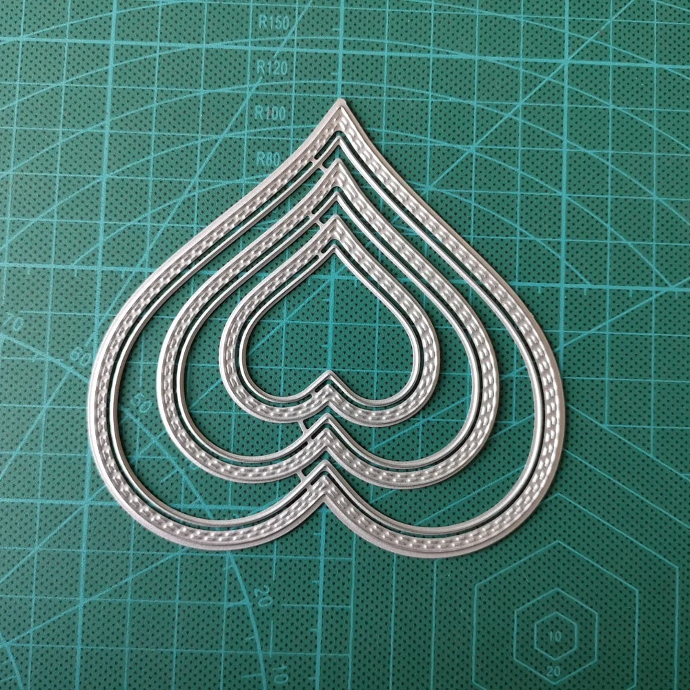 102X98mm 6Pcs Heart Hollow Frame Metal Steel Cutting Dies Stencil DIY Scrapbooking Paper Card Embossing Die Template