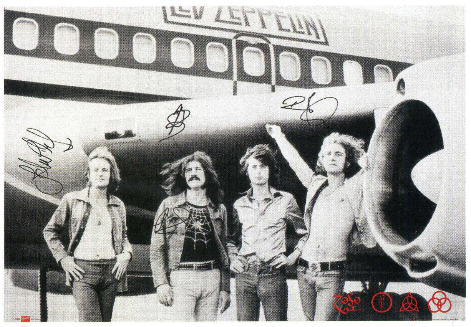 LED ZEPPELIN Signed 'Jet' Photo Poster paintinggraph - Plant / Page / Jones / Bonham - Preprint