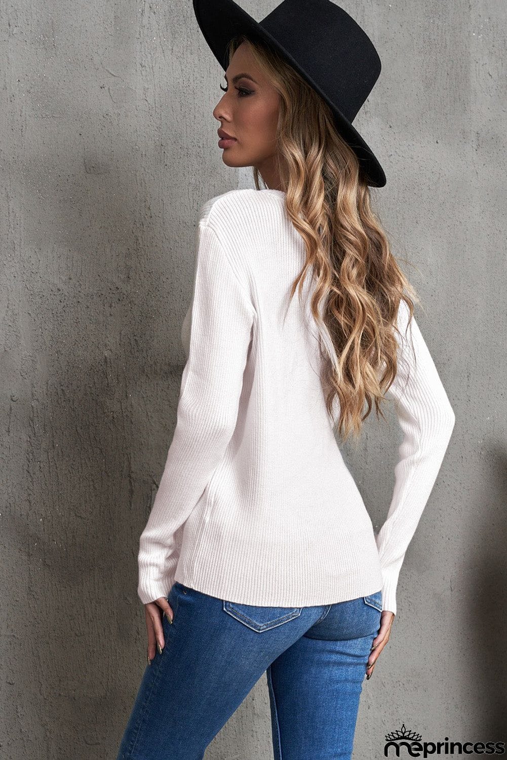 One-Shoulder Long Sleeve Ribbed Top