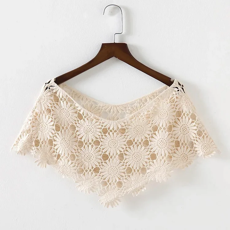 Vintage Sunflowers Hollow Crochet Shawl