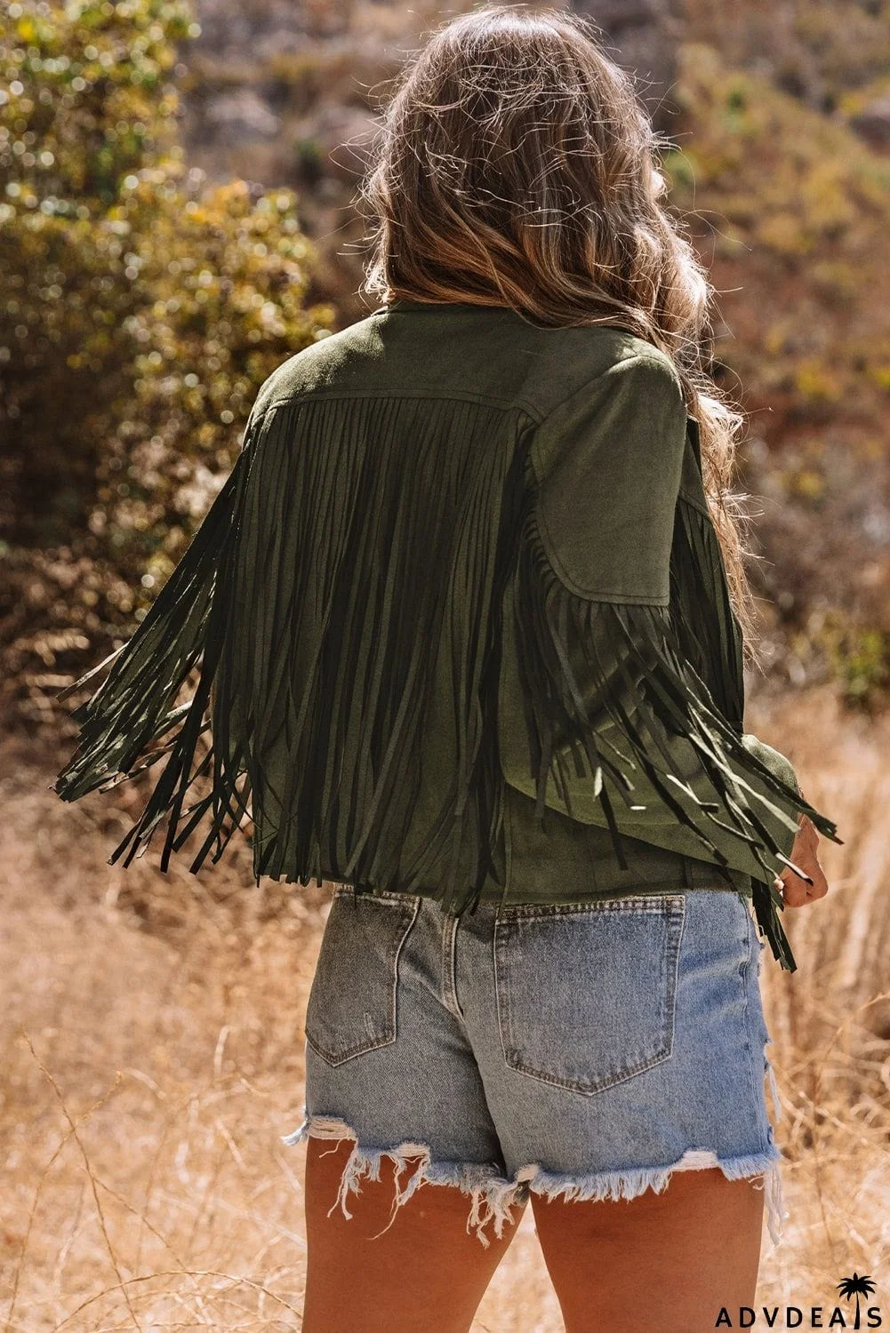 Cropped Fringe Faux Suede Jacket