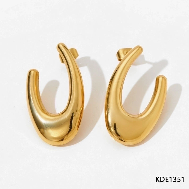 1 Pair IG Style Minimalist Solid Color Plating 304 Stainless Steel 16K Gold Plated White Gold Plated Gold Plated Earrings