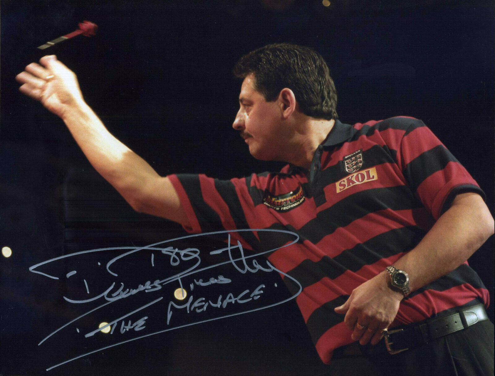 DENNIS PRIESTLEY Signed Photo Poster paintinggraph - 2x World Champion Darts Player - Preprint