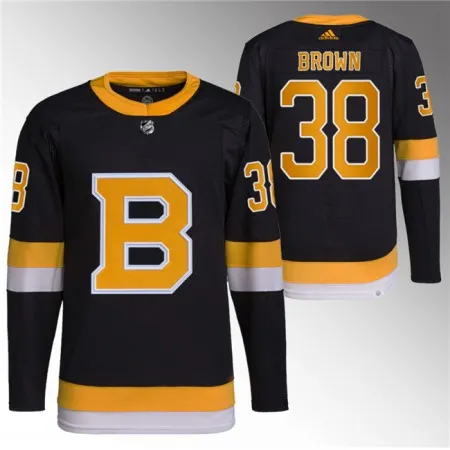 Men's Boston Bruins #38 Patrick Brown Black Home  Stitched Jersey