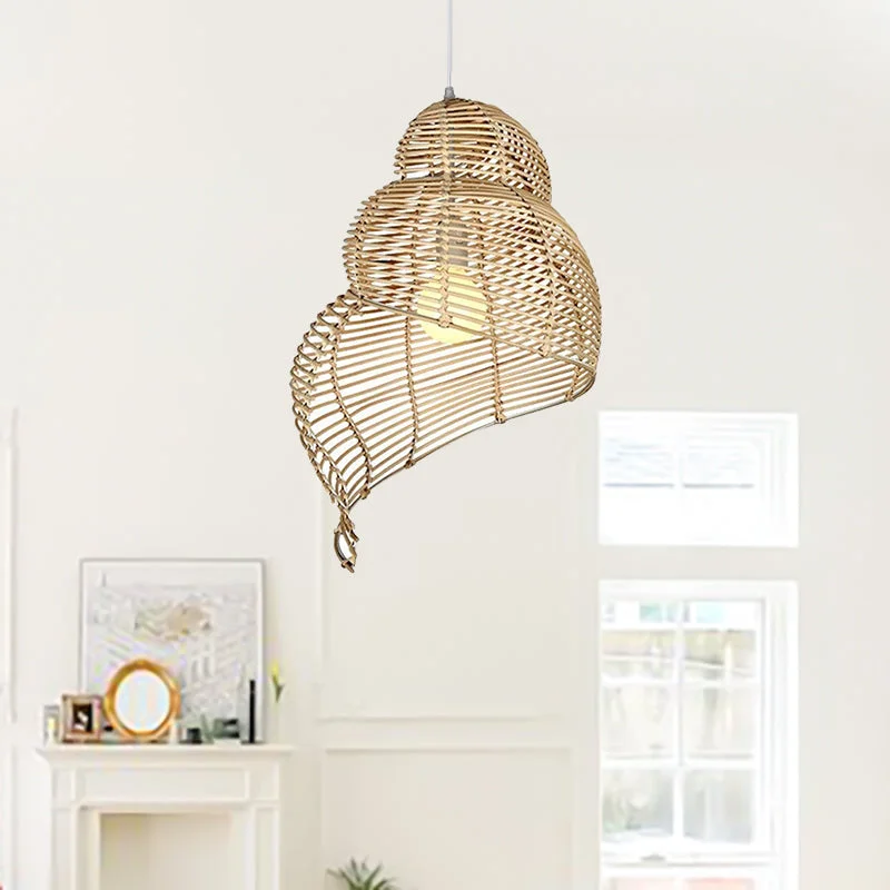 Conch Wicker Rattan Light Ceiling Lampshade For Living Room