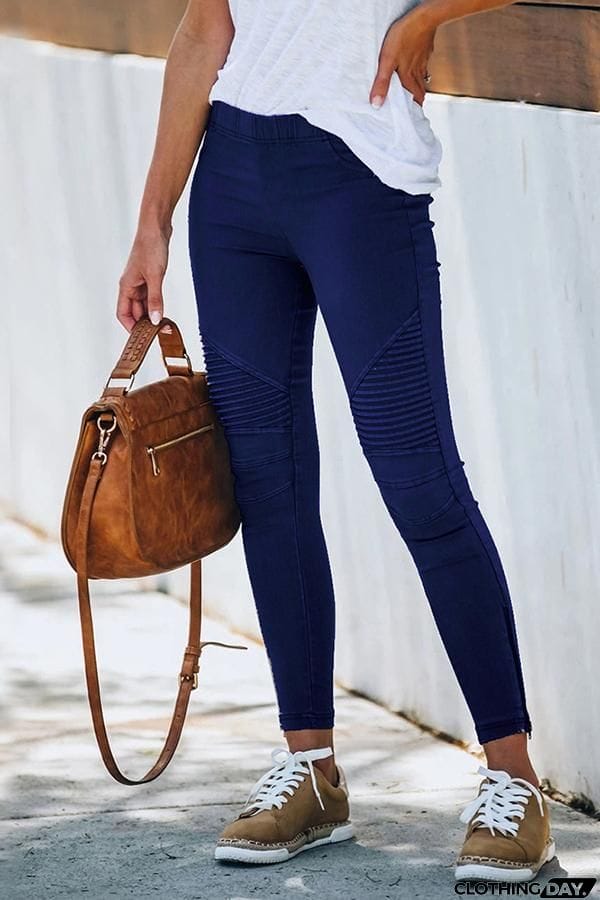 Casual Solid Color Skinny Fit Pants