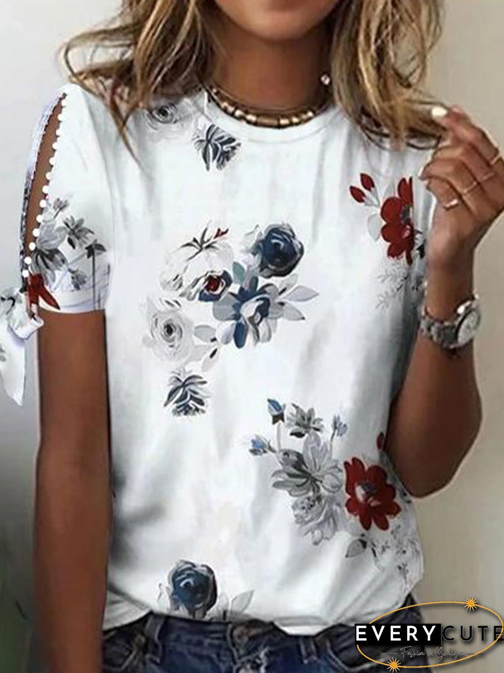 Crew Neck Regular Fit Floral T-Shirt