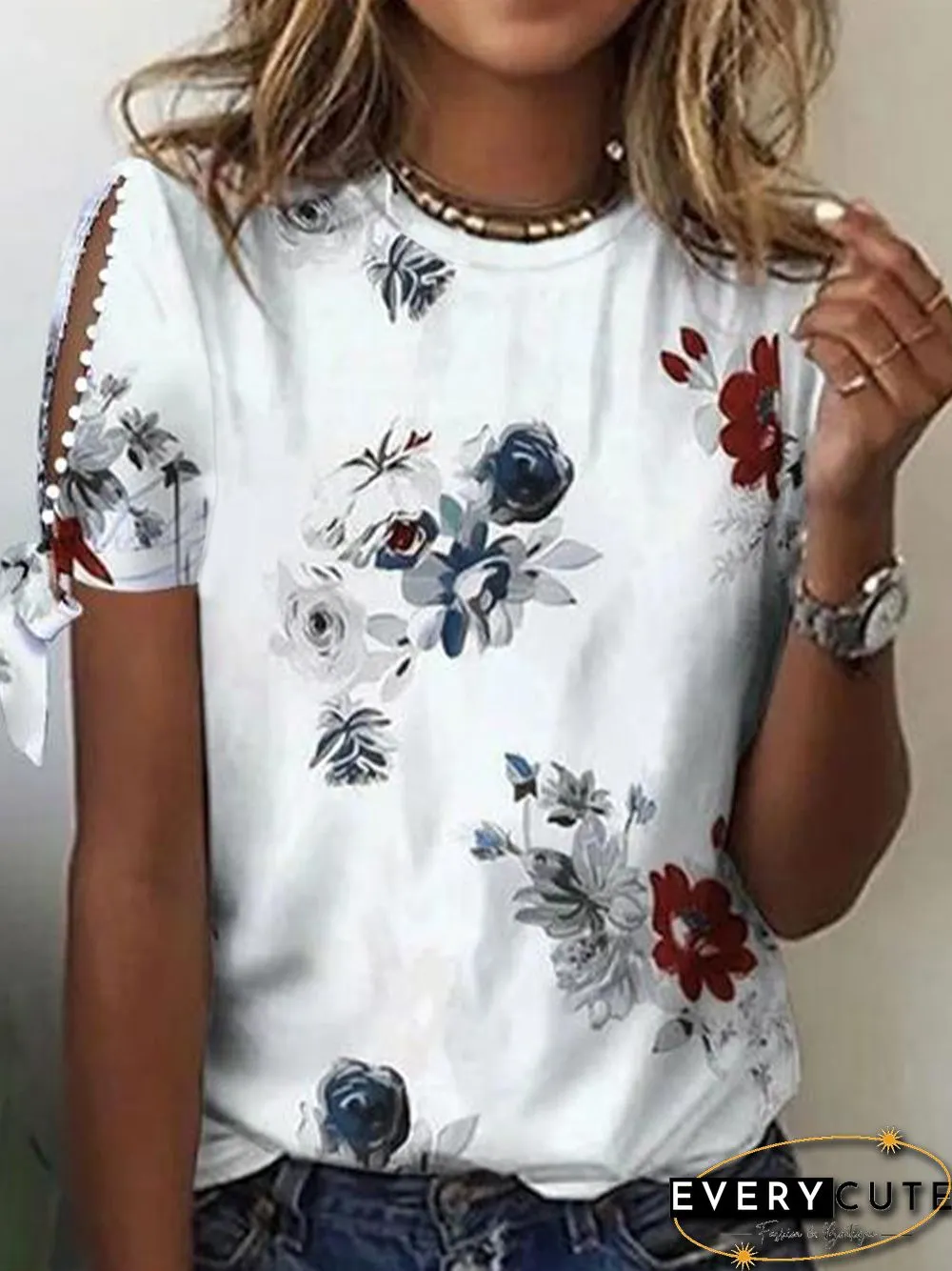 Crew Neck Regular Fit Floral T-Shirt