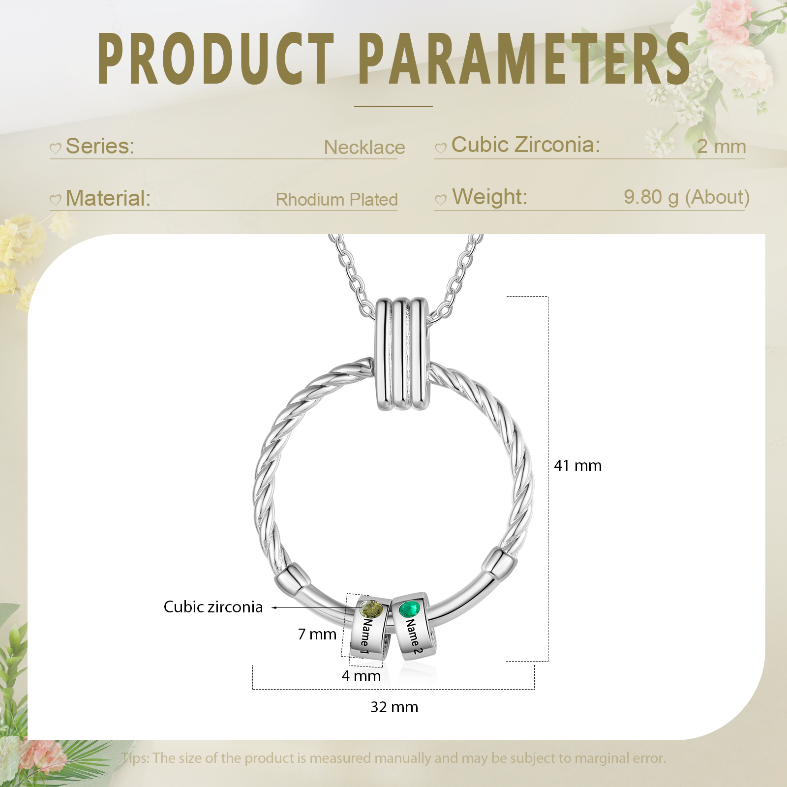 2 Names - Personalised Circle Pendant Necklace Custom Birthstones & Names Necklace Birthday Gift for Her-Jessemade AU