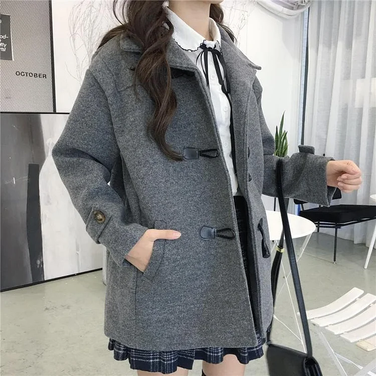 Dark Gray/Beige Mori Woolen Coat S13130
