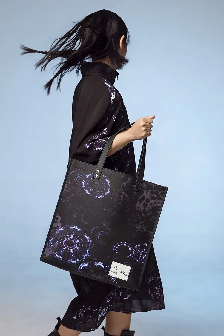 *LLND Print Tote Bag - 3 Recycled Water Bottles - Black