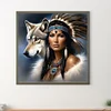 (40*40cm)Indian Beauty Wolf - Full Round Drill Diamond Painting