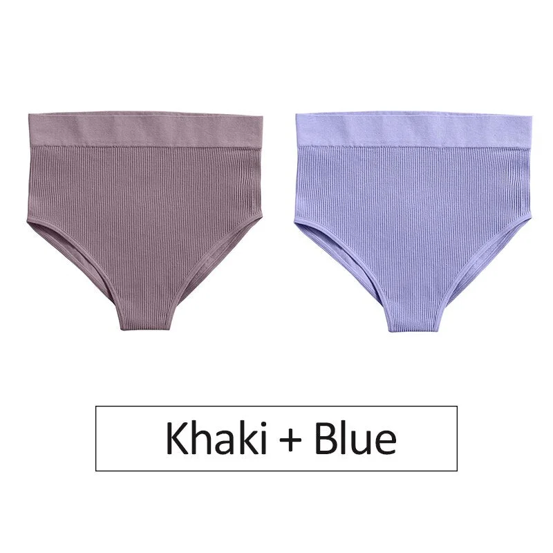2PCS/Set Women's Panties High Waist Seamless Underwear Female Underpants Woman Sexy Briefs Ladies Panties Intimates Lingerie
