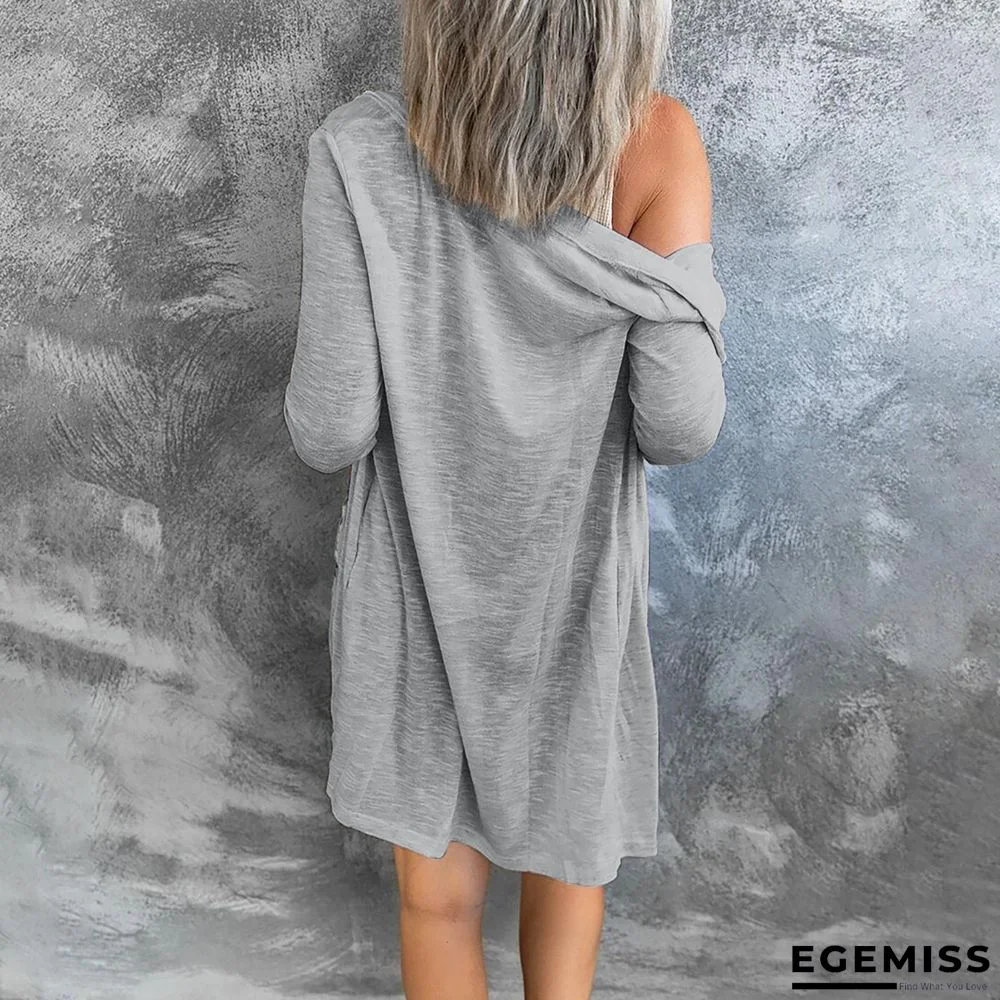 Long Button Solid Color Casual Long Sleeved Cardigan for Women | EGEMISS