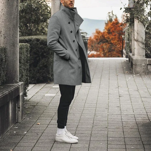 Stand-up Collar Casual Woolen Coat