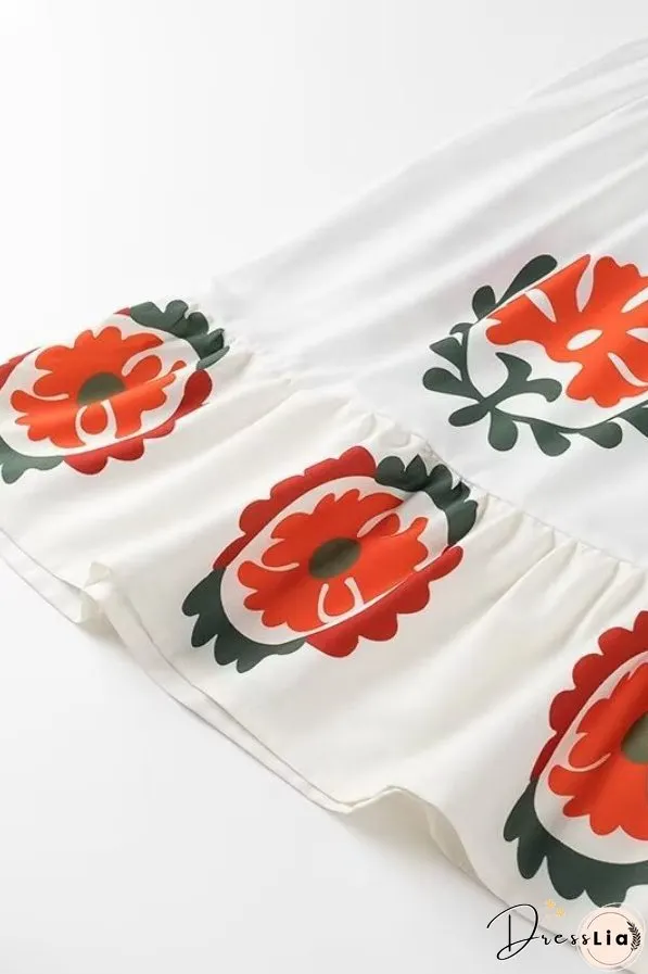Positioning Plant Leaf Print Long Dress