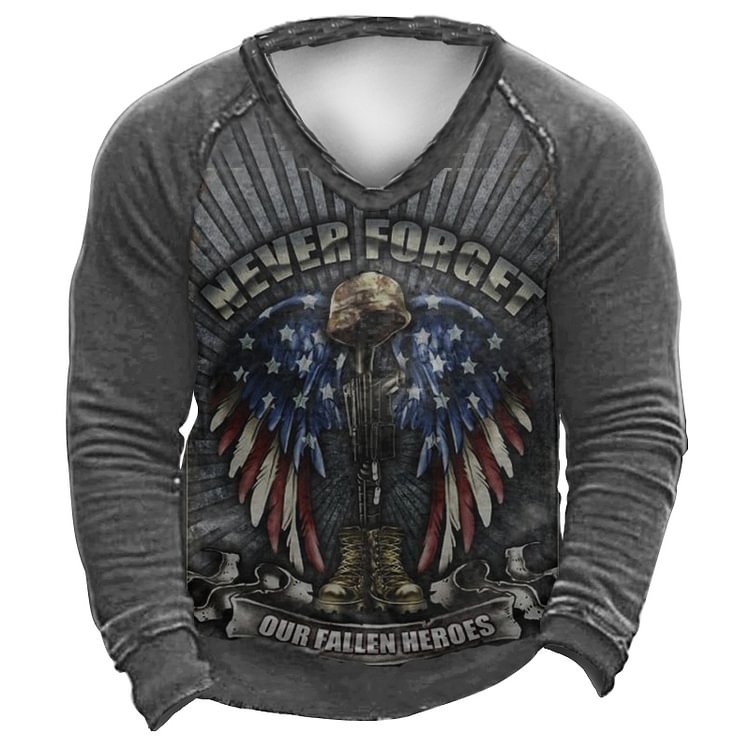 American Fla Eagle Henley Men's Sweatshirt