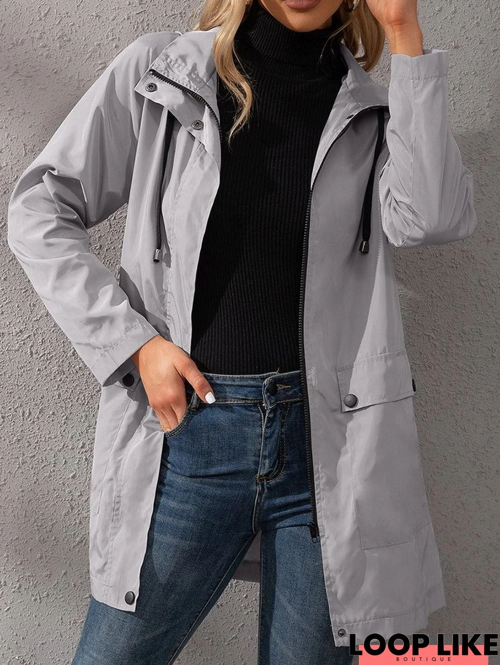 Loose Casual Raincoat Zipper Jacket