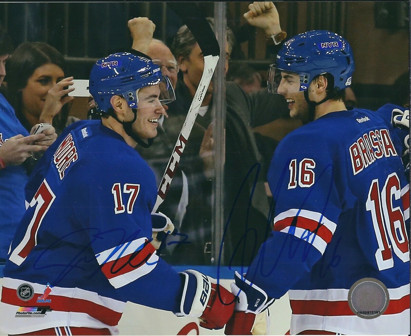 Autographed John Moore & Derick Brassard New York Rangers 8x10 Photo Poster painting - w/COA