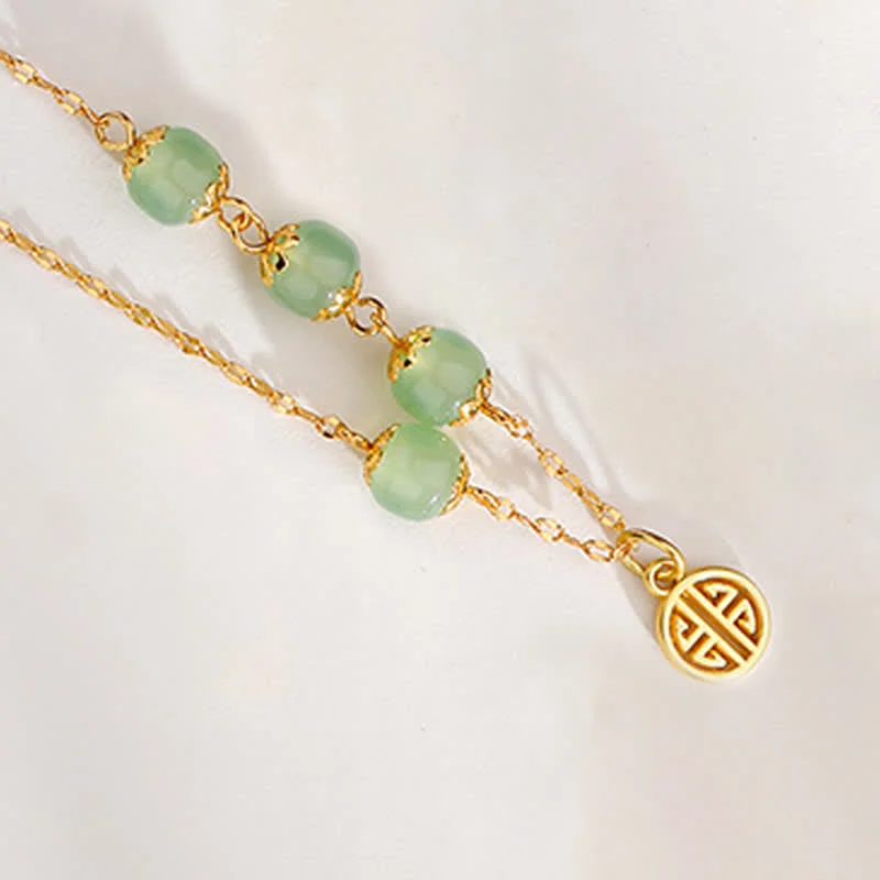 Jade Bead Peace Happiness Prosperity Chain Bracelet