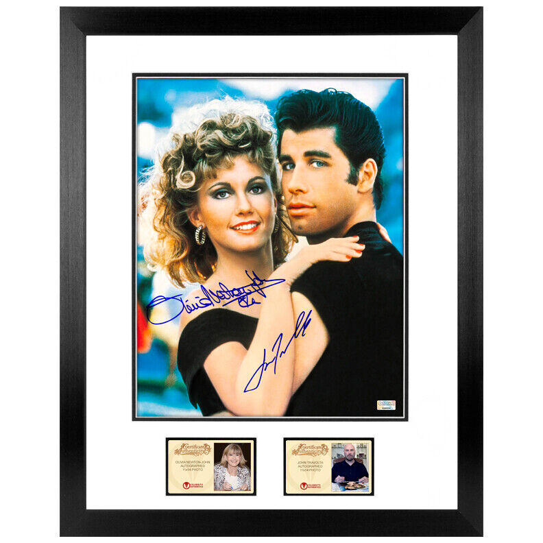 Olivia Newton-John & John Travolta Autographed Grease 11x14 Framed Photo Poster painting