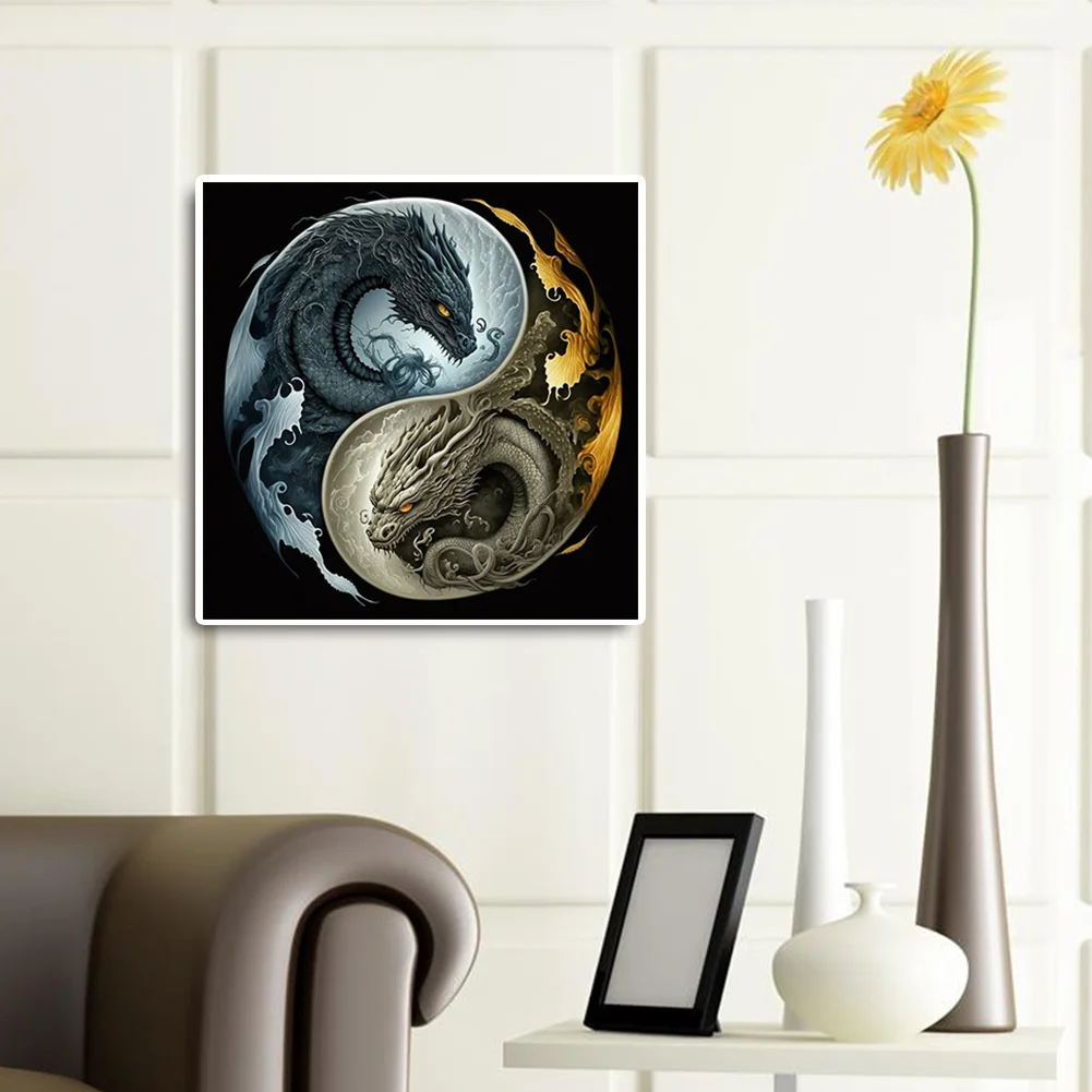 Diamond Painting - Full Round Drill - Yin Yang Dragon(30*30cm)