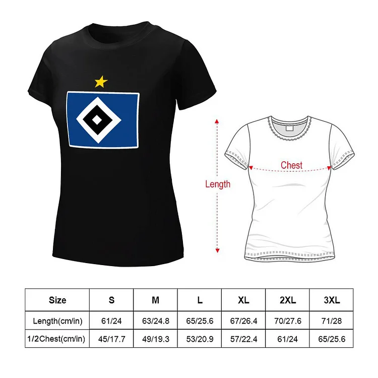 Hamburger SV Damen Kurzarm Rundhals T-Shirt Casual Sommer Tops