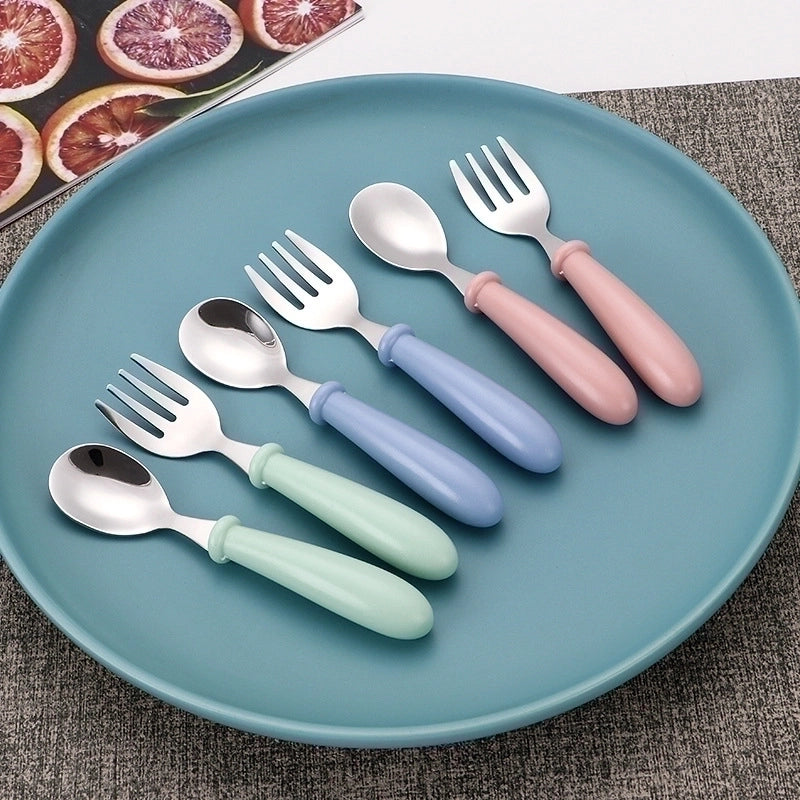 Cute Solid Color Stainless Steel Tableware