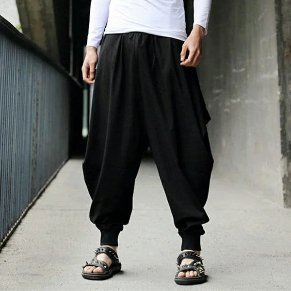 INCERUN 2022 Cotton Harem Pants Men Japanese Loose Joggers Trousers Mans  Cross-pants Crotch Pants Wide Leg Baggy Pants Men