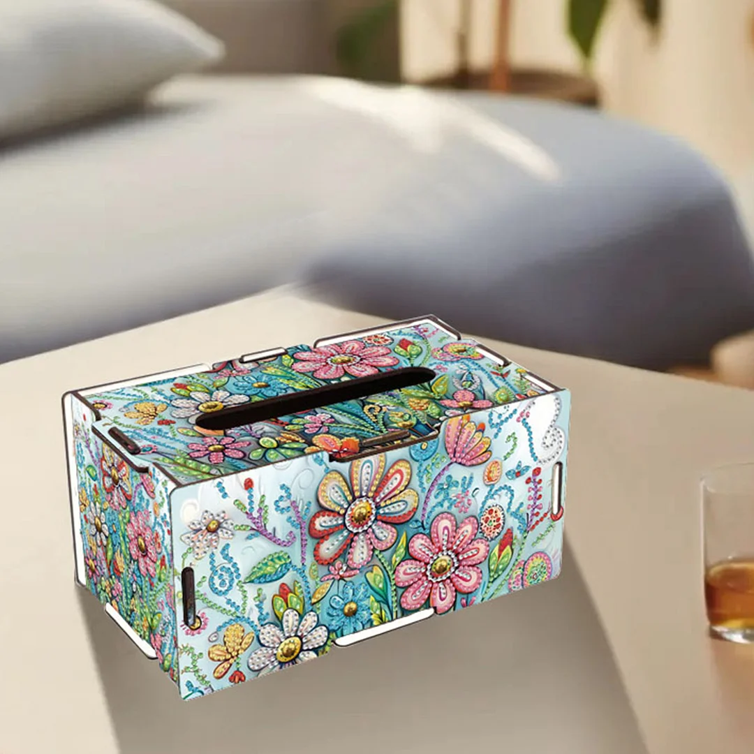 Wooden Diamond Painting Tissue Box for Home and Office Decoration(CZH015)