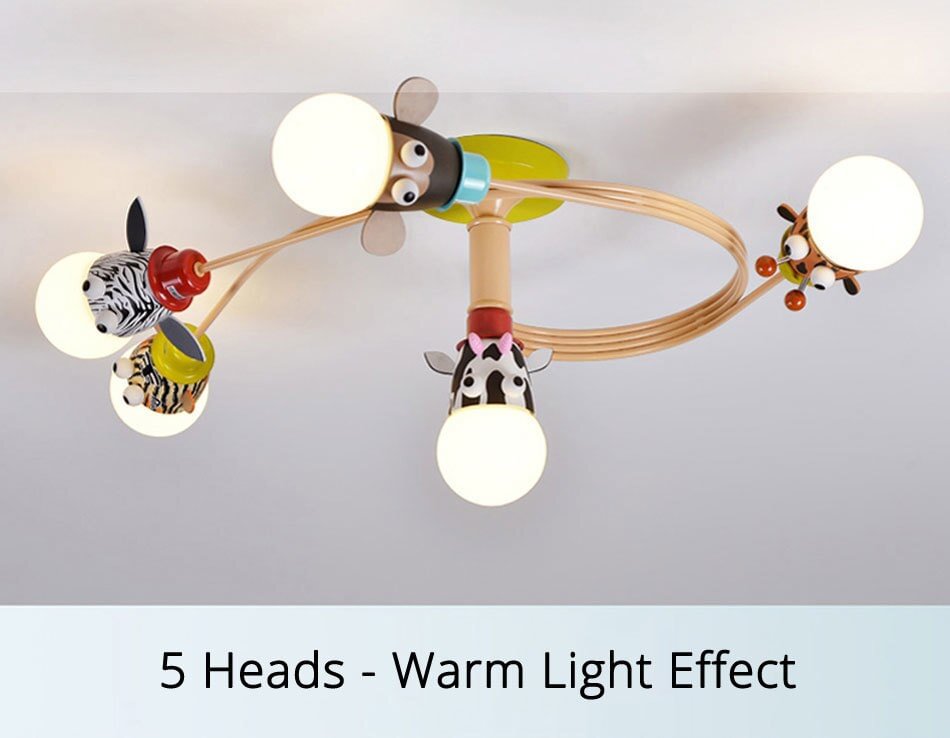Animal World  Ratating Cartoon Design Led Pendant Lights Lamp For Child Bedroom Study Room Babyroom Remote Control Lamp
