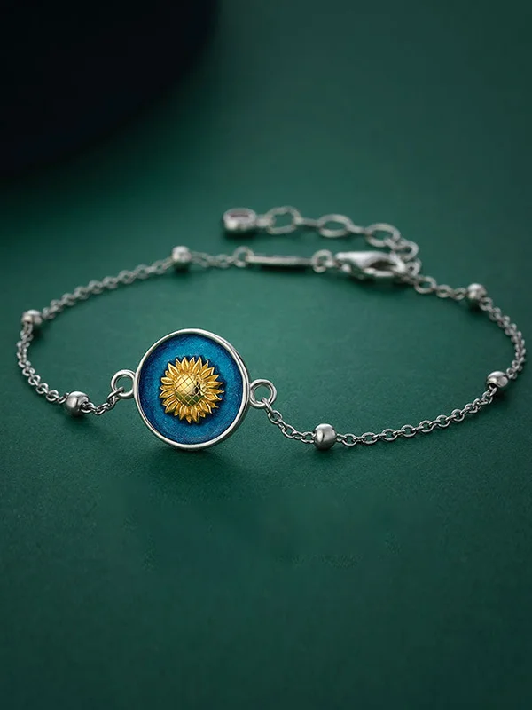 Van Gogh Sunflower Silver Bracelet
