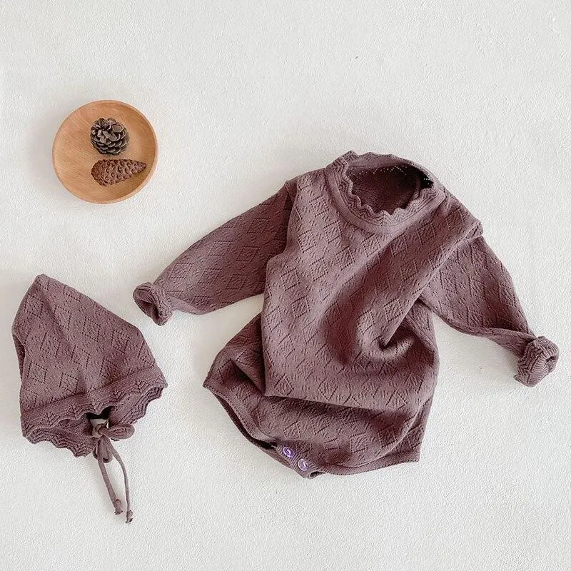 Cute Autumn Winter Infant Baby Girls Bowknot Rompers Clothing Kids Girl Long Sleeve Knit Rompers Clothes