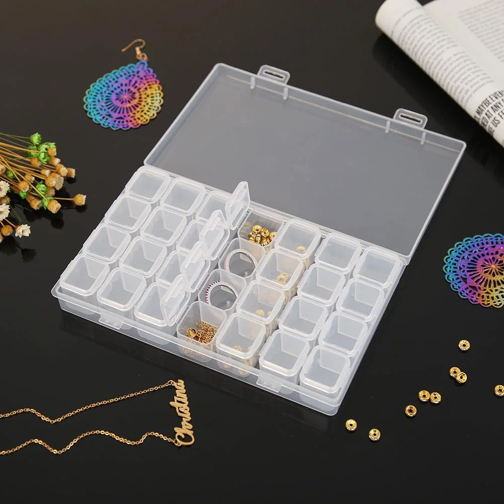 28 Grids Transparent Container Diamond Painting Accessories Storage Box